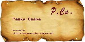 Paska Csaba névjegykártya